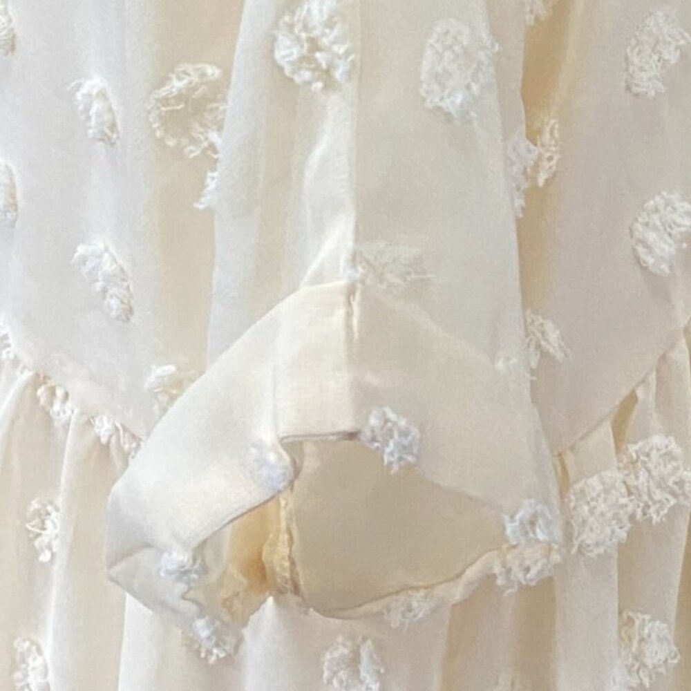 Ecowish Babydoll Swiss Dot Mini Dress Ivory Euro Summer Cottagecore Boho-L - Picture 10 of 16